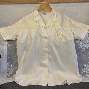 Classic Cream Silky Button Up Blouse